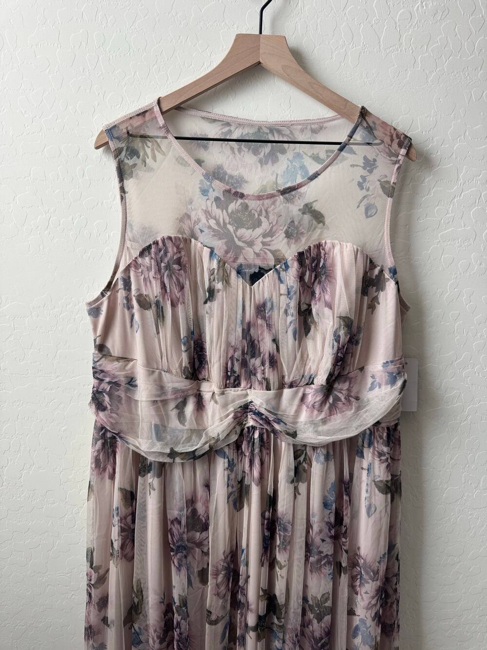 Candalite Women’s Mesh Floral Maxi Dress NWT Blush Purple Blue Olive 2X
